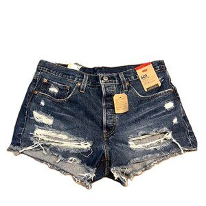 Levi's Women's 501 Original Shorts Dark Indigo Destructed, 31